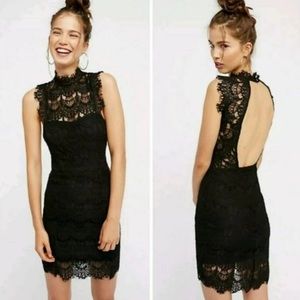 FREE PEOPLE Daydream Lace Dress in Black